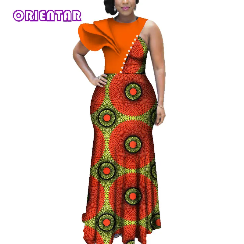 African Dresses for Women African Wax Print Bazin Riche Dashiki Dress Lady Elegant Wedding Party Long Maxi Dress WY3619 image 5