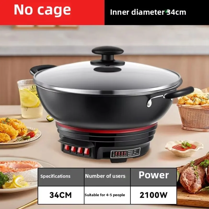 Electric frying pan thick non-stick pan integrated electric hot pot cast iron electric hot pot steamer cooking frying pan