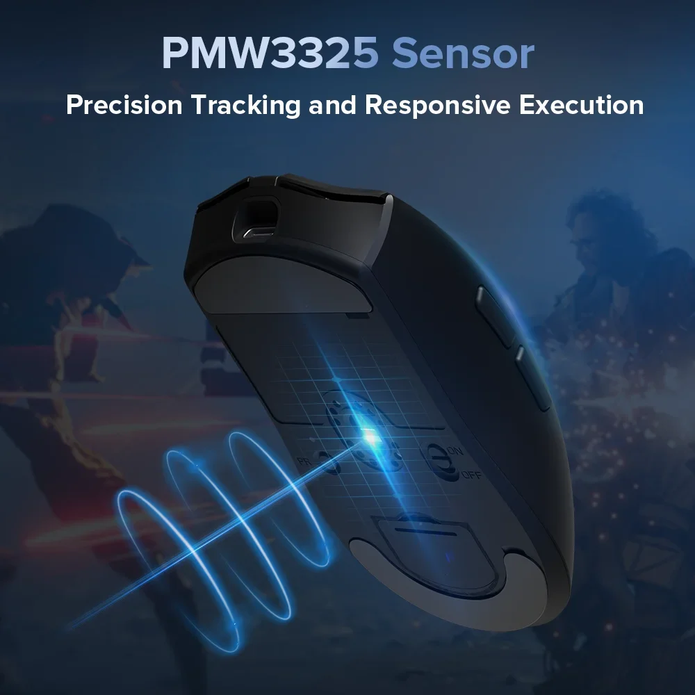 Delux M600 Wireless Gaming Mouse PMW3325 49g Lightweight 2.4G Dual Mode Connection Macro Rechargeable Mice for PC Gamer