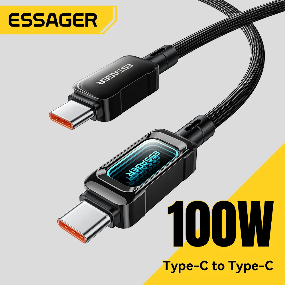 Essager 100W USB Type C To USB C Cable 5A Fast Charging Charger Wire For iPhone 17 16 Macbook Pro Samsung USB A to Type-C Cable