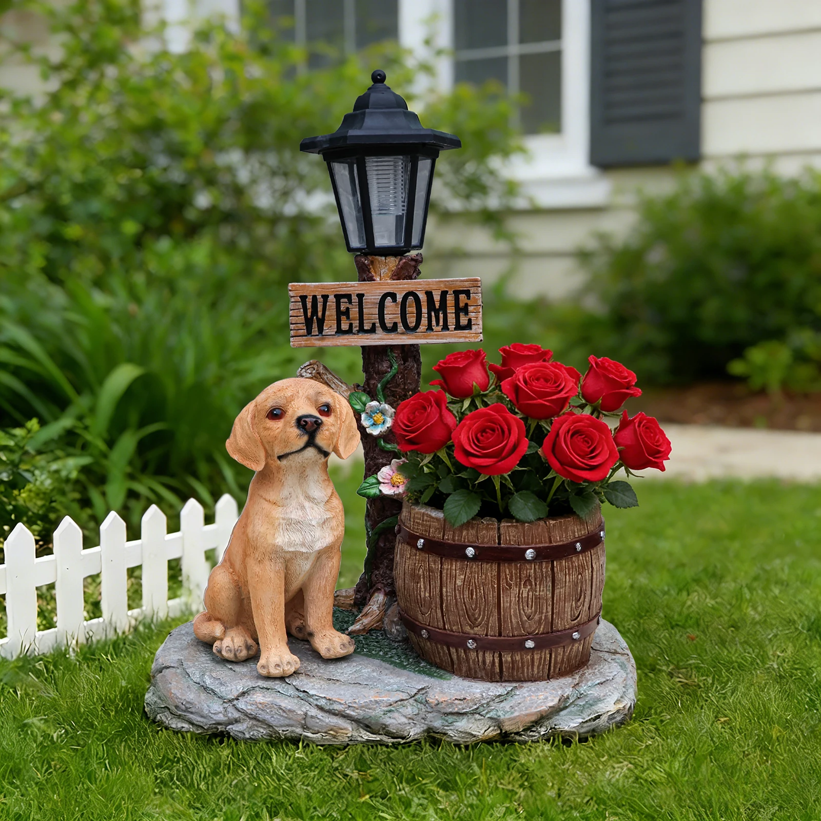 

Labrador Dog Solar Planter Garden Statue
