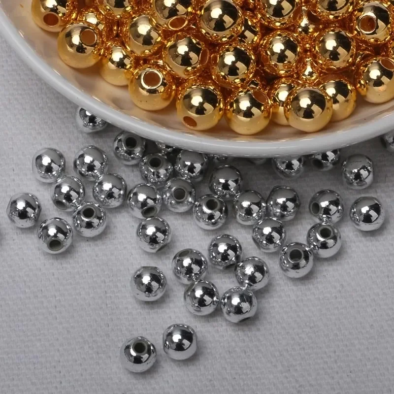 Simple DIY Material Metal Separation Bead Vintage Golden Silver Round Through Hole Beads Jewelry Components Handmade Accessories image 3
