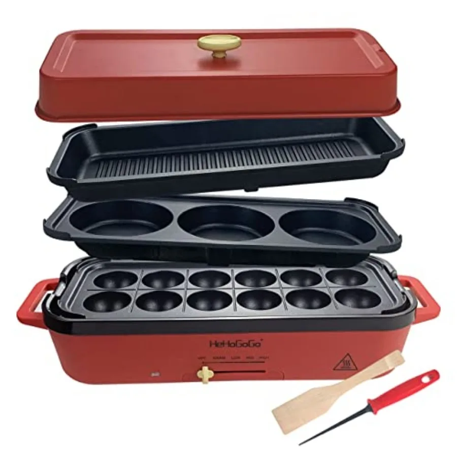 

Multifunctional Electric Griddle Electric Grill Nonstick Baking Maker with 3 Interchangeable Pans For Takoyaki Cake Pop/ Mini P