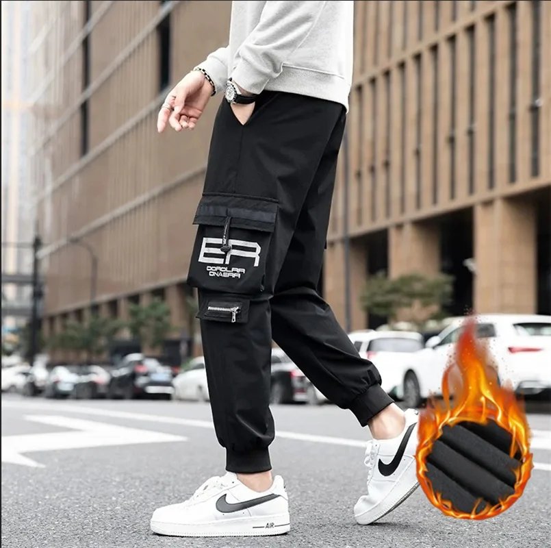 2024 Nieuwe Herfst En Winter Kasjmier Verdikte Heren Effen Kleur Losse Trekkoord Stropdas Voet Trend Vrijetijdsbroek Overalls