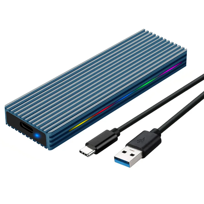 UTHAI M. 2 솔리드 스테이트 USB 3.1NGFF 프로토콜 하드 디스크 케이스, C 타입 금속 알루미늄 합금 휴대용 하드 디스크 케이스, RGB 조명 포함