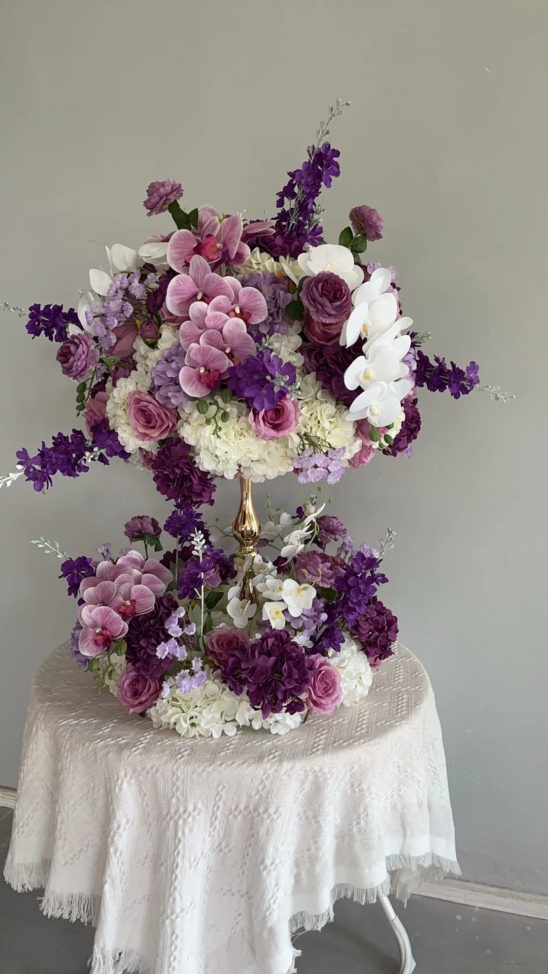 70CM Lila Künstliche Orchideen-Blumenkugel Hochzeitstisch-Mittelstück Kerzenhalter Deko Künstliche Seidenblumen-Arrangements für Events und Partys – Detail 3