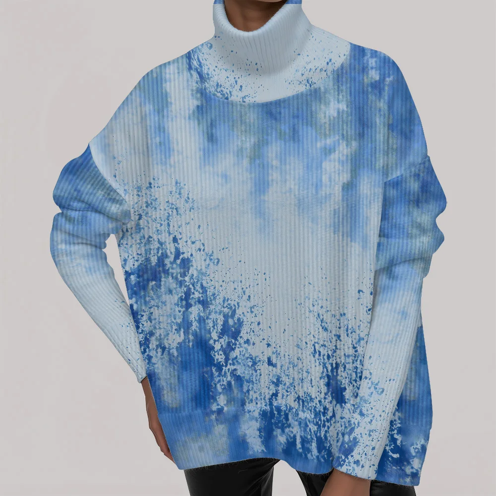 Women's Turtleneck Sweater Chunky Knit Oversized Solid Color Winter Unisex Long Sleeve Pullovers Casual Fashion Warm