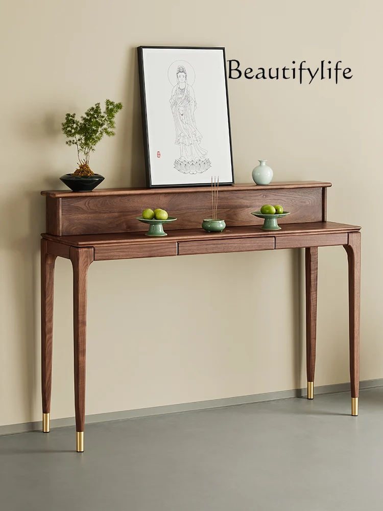 

walnut offering table New Chinese solid wood entrance table Living room incense table Household God of Wealth offering