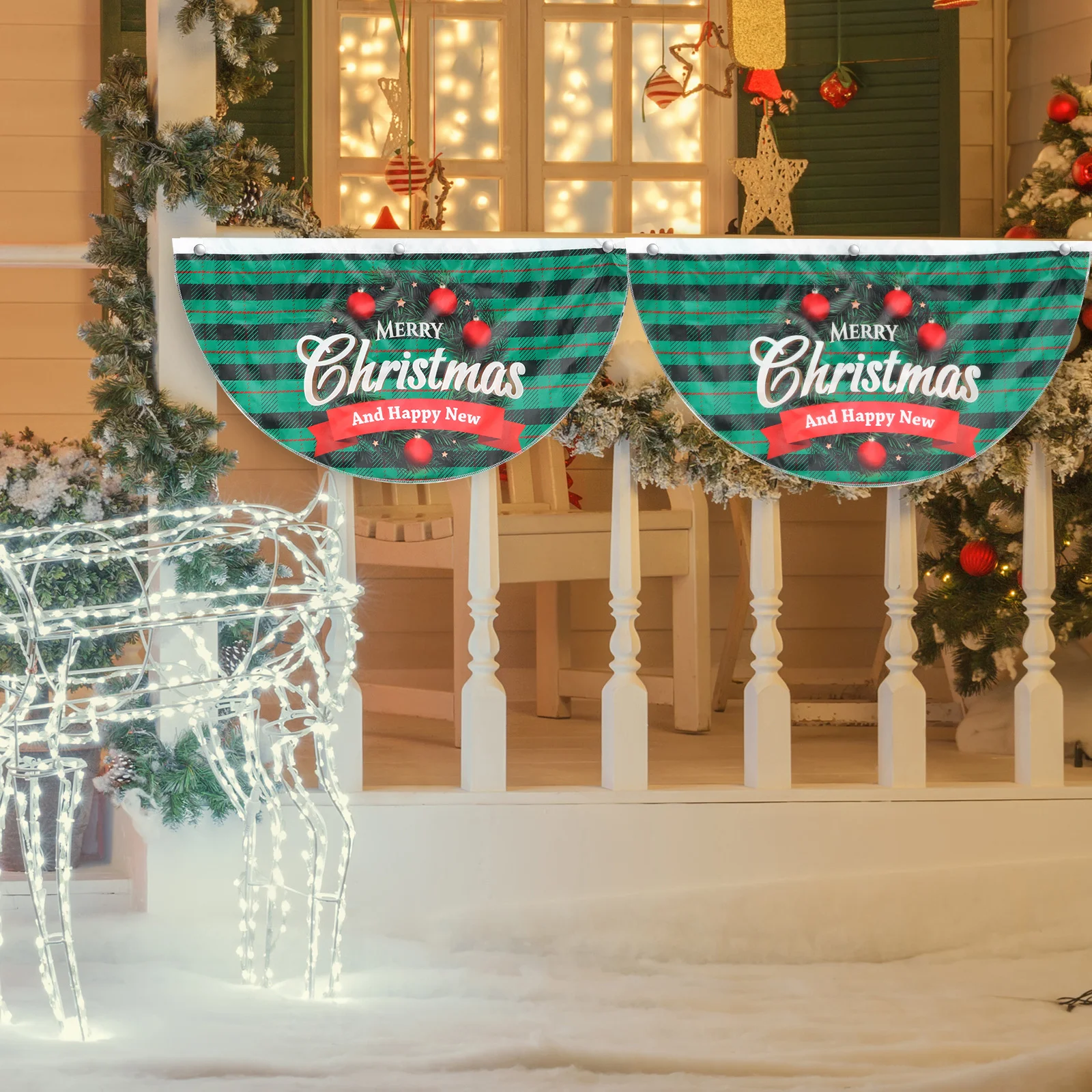 

Decoration Flag Bunting Christmas Outdoor Decorations Pleated Banner Flags Merry Banners