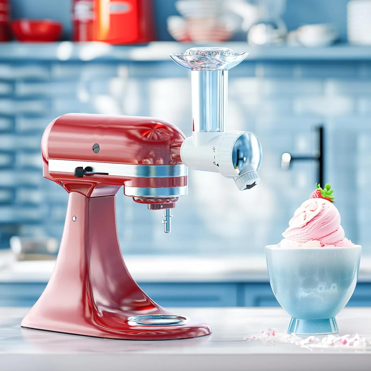 Dishwasher Safe，Frozen Fruit Ice Cream Attachment for Kitchenaid, Make Healthy Ice Cream, Dairy-Free Frozen Fruit Sorbet