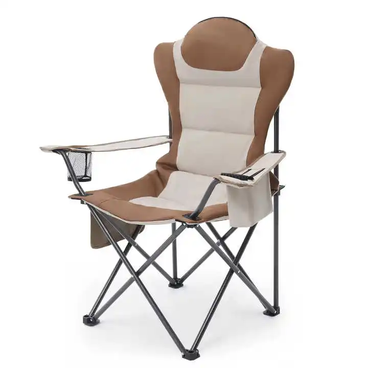

Portable Outdoor Travel Fishing Chair With Cushioned Armrest Storage Bag Cup Holder Folding Camping Beach Moon Fishing Chair