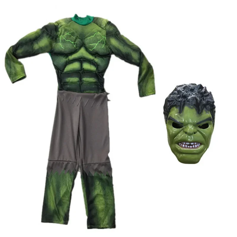 Kids Christmas Birthday Gifts Hulk Cosplay Muscle Costumes including Masks Halloween Children Costumes with gloves