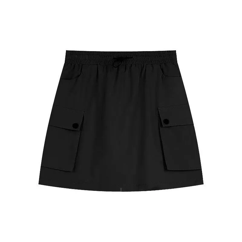 Grau Arbeitskleidung Mini Rock Frauen Sommer Dünne Hohe Taille A-Line Breite Bein Abnehmen Schnell Trocken Kurzen Rock Hosen Frauen Streetwear