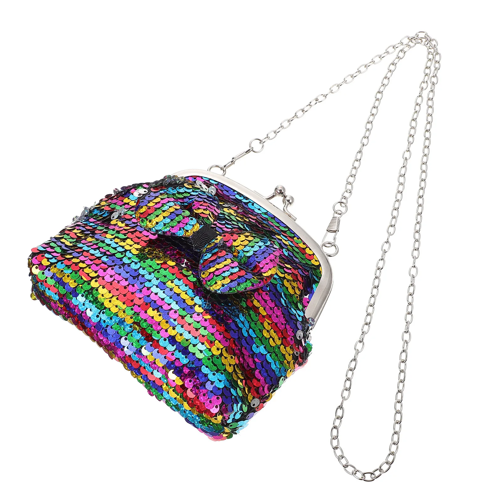 

1Pcs Single Shoulder Bag Glitter Coin Purse Bowknot Design Colored Storage Pouch Crossbody Bag Casual Mini Shoulder Pouch
