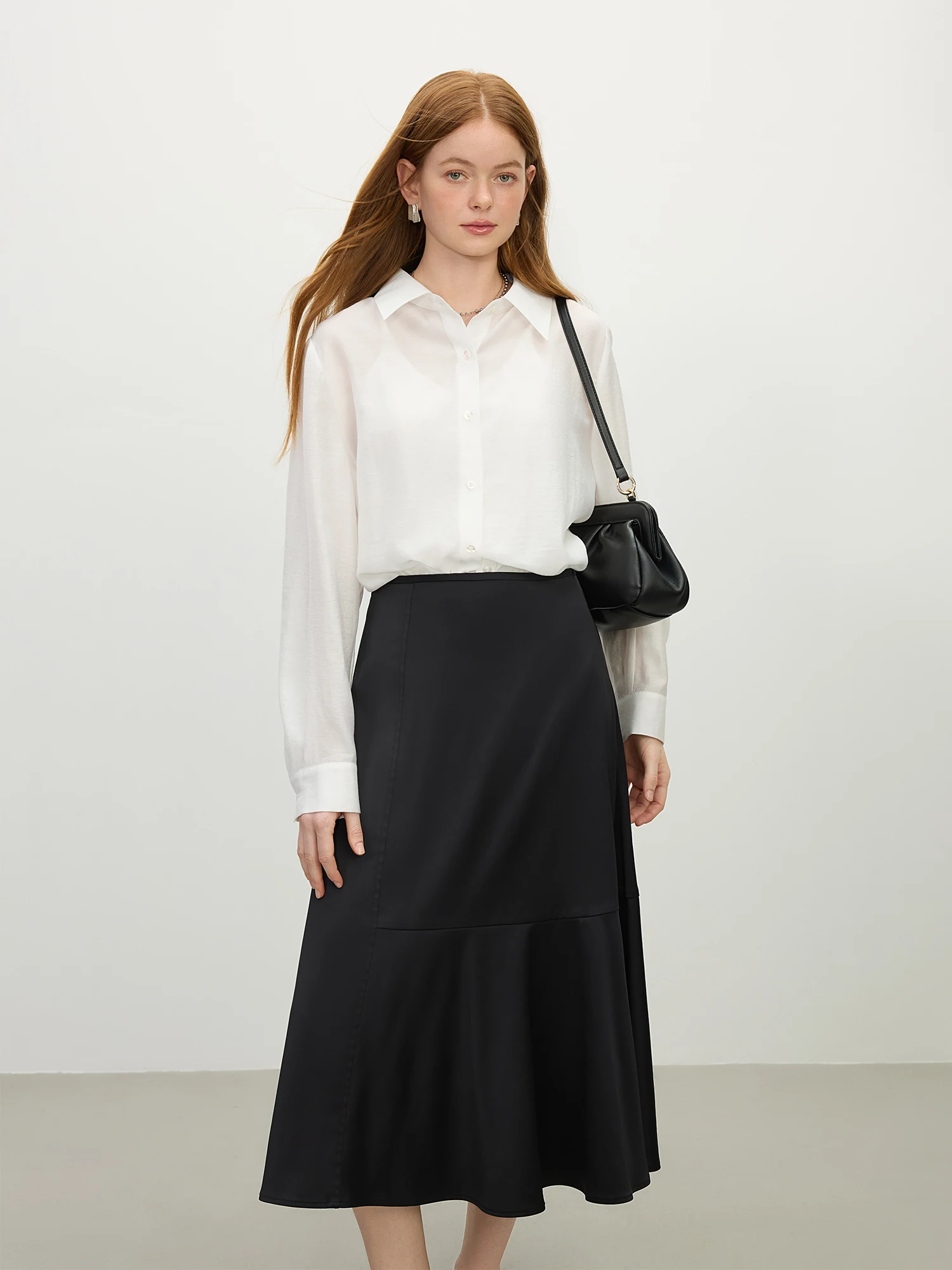 FSLE Mermald Asymmetric Satin Fishtail Skirt Women 2025 Spring Summer New Temperament Commuter Casual Versatile Skirt 25FS12101