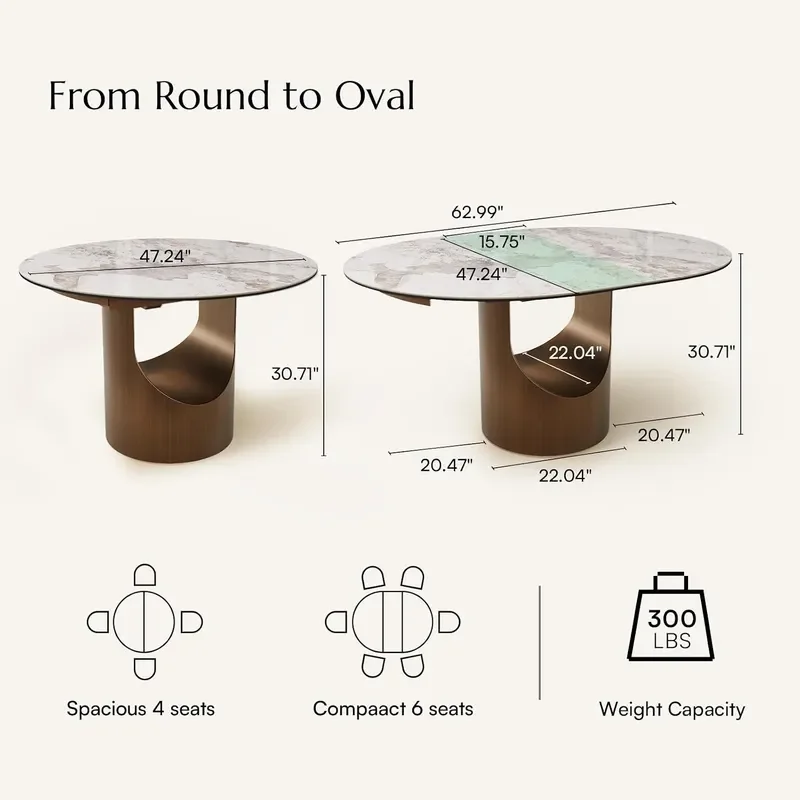 Modern Extendable Dining Table for 4-6, 47