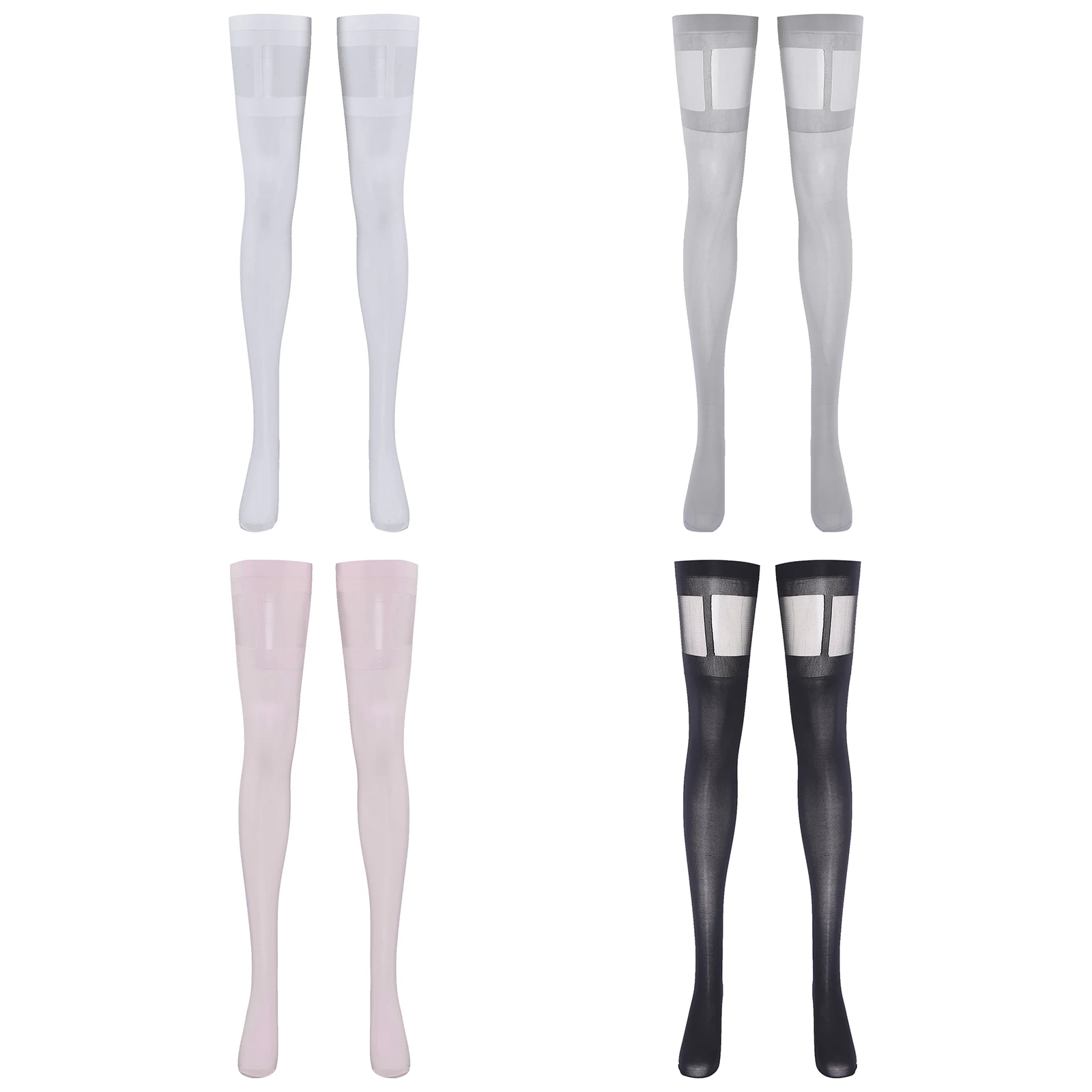 1 Paar halbtransparente, oberschenkelhohe Strümpfe für Damen, Tüll, weiche Nylon-Lingerie-Strumpfhose, sexy, für den Alltag, Club, Party, Cosplay, Strumpfwaren-Zubehör