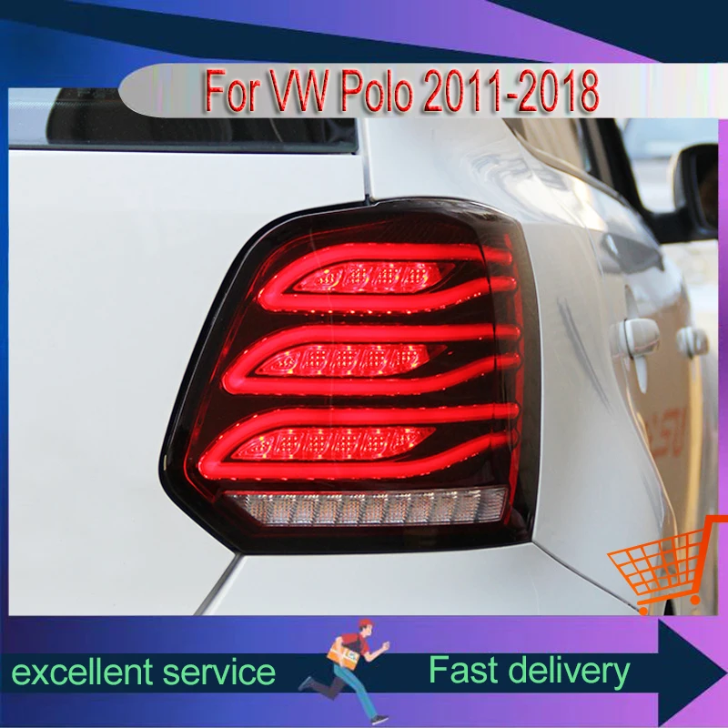 Car Styling For VW Volkswagen Polo 2011-2018 Modified Taillight Projector Lens Dynamic New Rear Lamp Auto Tools Accessories