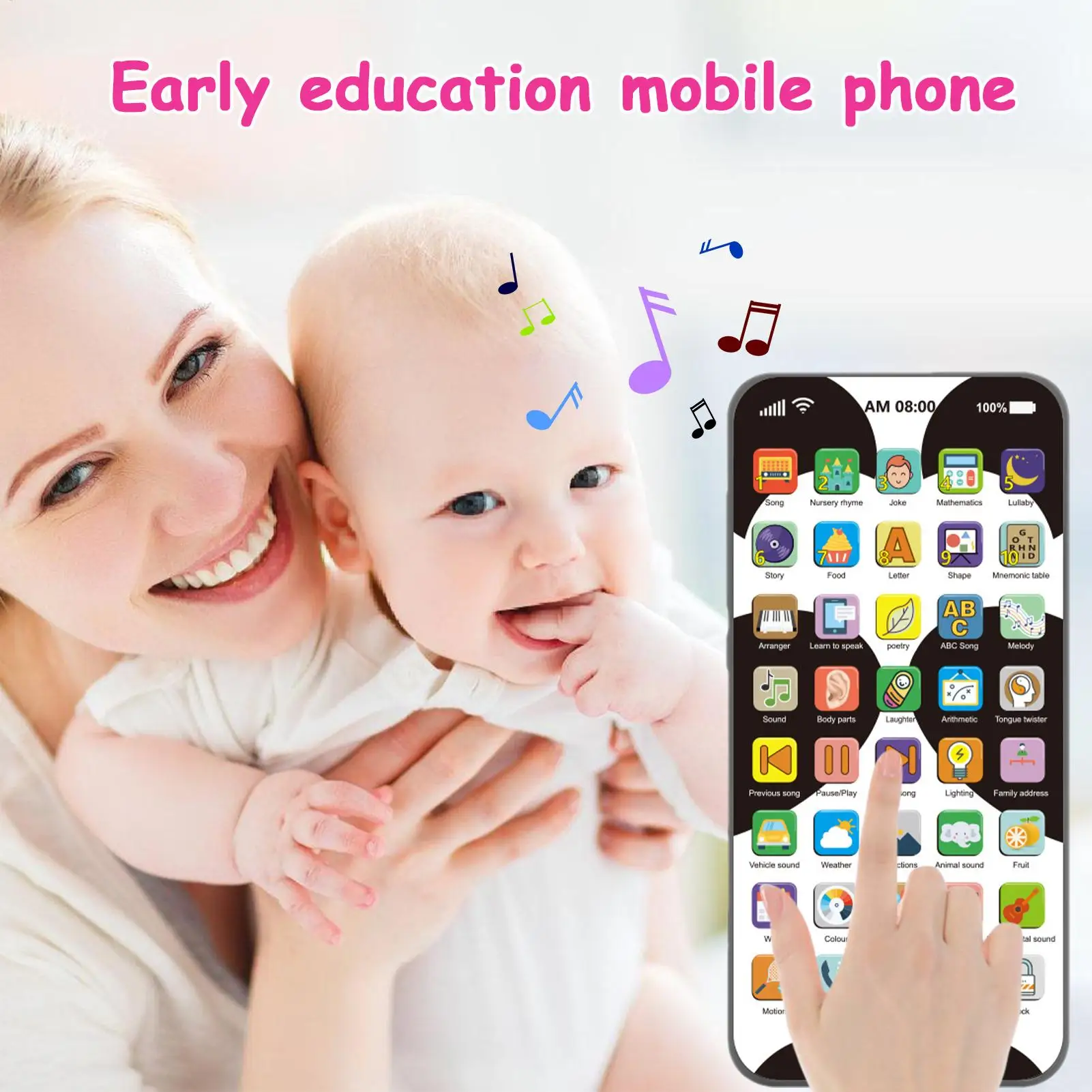 Kids Toy Smartphone Early Mobile Phone With Light Touch Screen Phone Rechargeable 10000 Functions Educational Content For Boys