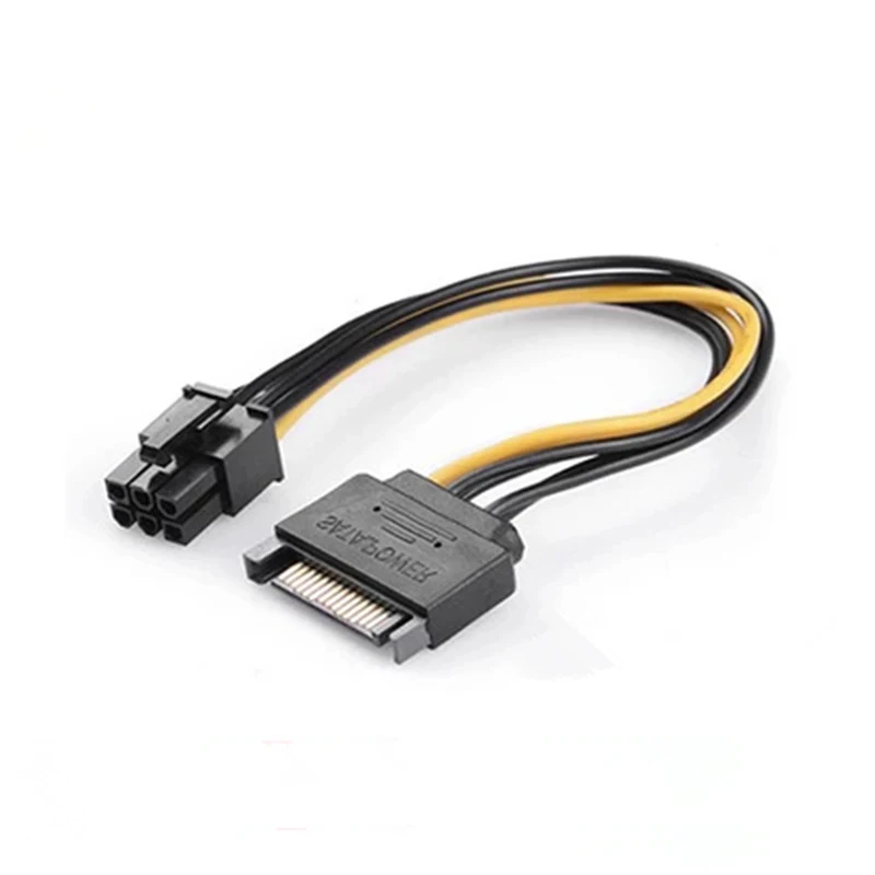 OULLX SATA 15 Pin to 6 Pin Graphics Card Power Supply Cable for BTC Miner PC SATA Machine Wire Adapter for Computer Cable