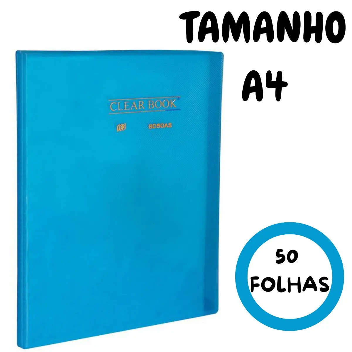 A4 Catalog Folder with 50 Sheets Transparent Plastic Clearbook Yes Blue Crystal Files Examinations