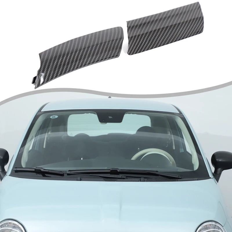 

For Fiat 500 2010+ ABS Black Car styling car front gutter cover sticker car decoration protection accessories LHD 2Pcs