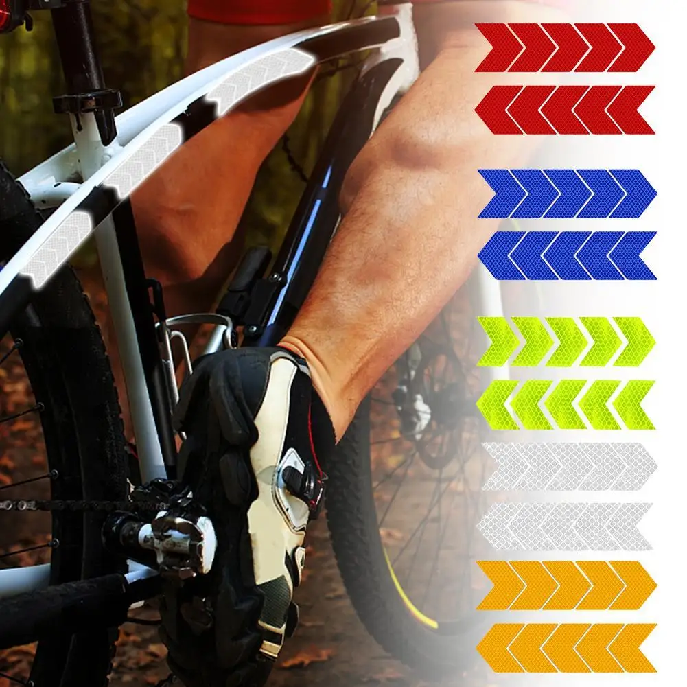 10Pcs Arrow Reflective Tape Safety Caution Warning Reflective Adhesive Tape Sticker For Truck Motorcycle Bicycle Car Styling