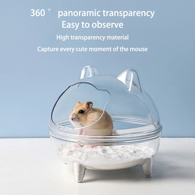 Picture 3: Large Capacity Hamster Transparent Bathroom Small Pet Sand Bath Cage Prevent Splash Bathing Transparent Shower Room Accessories