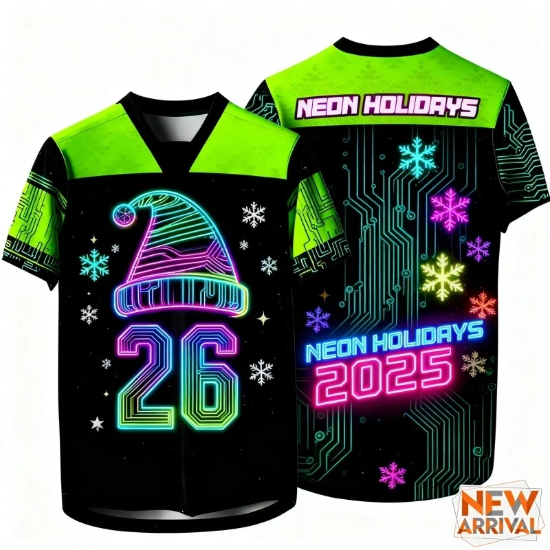 

Мужская футболка с рисунком рождественской елки и оленя, неоновые футболки с 3D принтом Cyber, повседневные уличные топы с круглым вырезом, свободные футболки с короткими рукавами