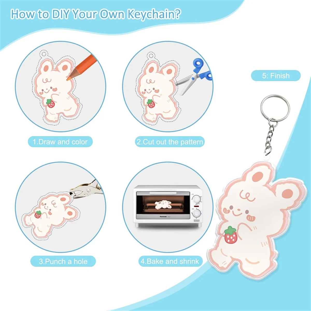 Zestaw breloczków ABNH A5 ShrinkyDink, zestawy papieru Shrink Dinks dla dzieci DIY Art Craft z breloczkiem, kolczykami, klipsami do włosów i broszką