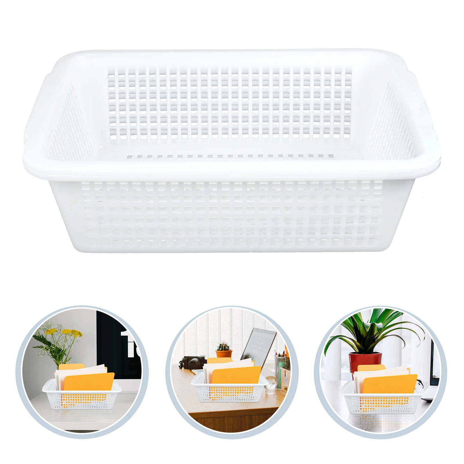

2pcs File Organizer Baskets Large Storage Basket For Office Desktop Documents Abs Multifunctional Decorative