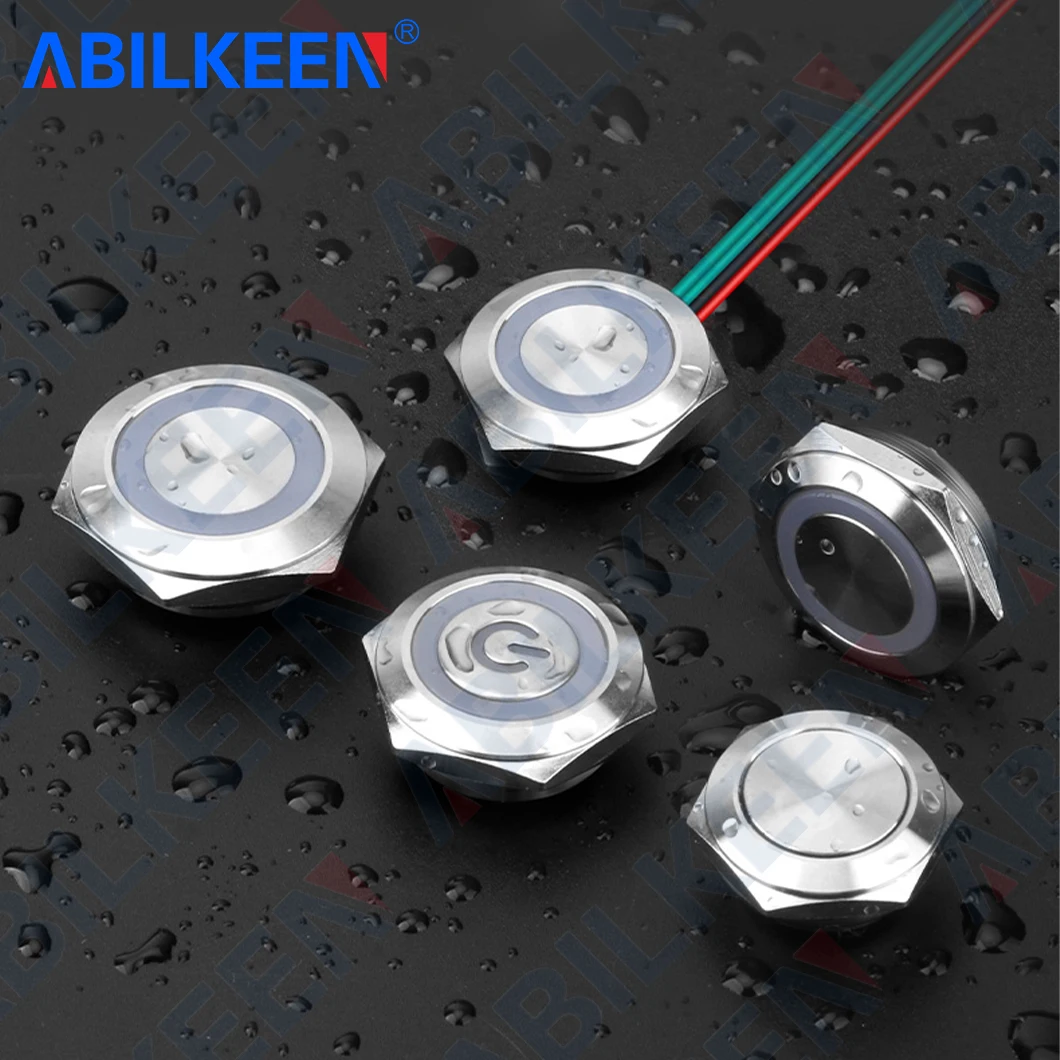 ABILKEEN 12/16/19/22MM 1NO Momentary Metal Push Button 3-6V/12-24V/110-220V Ultra-Thin Touch Power Button Micro Stroke Switch