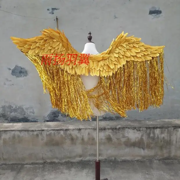 Kids Adult CosPlay Party Swallow Golden Angel Feather Bird Wings Prop Children Halloween Christmas Party