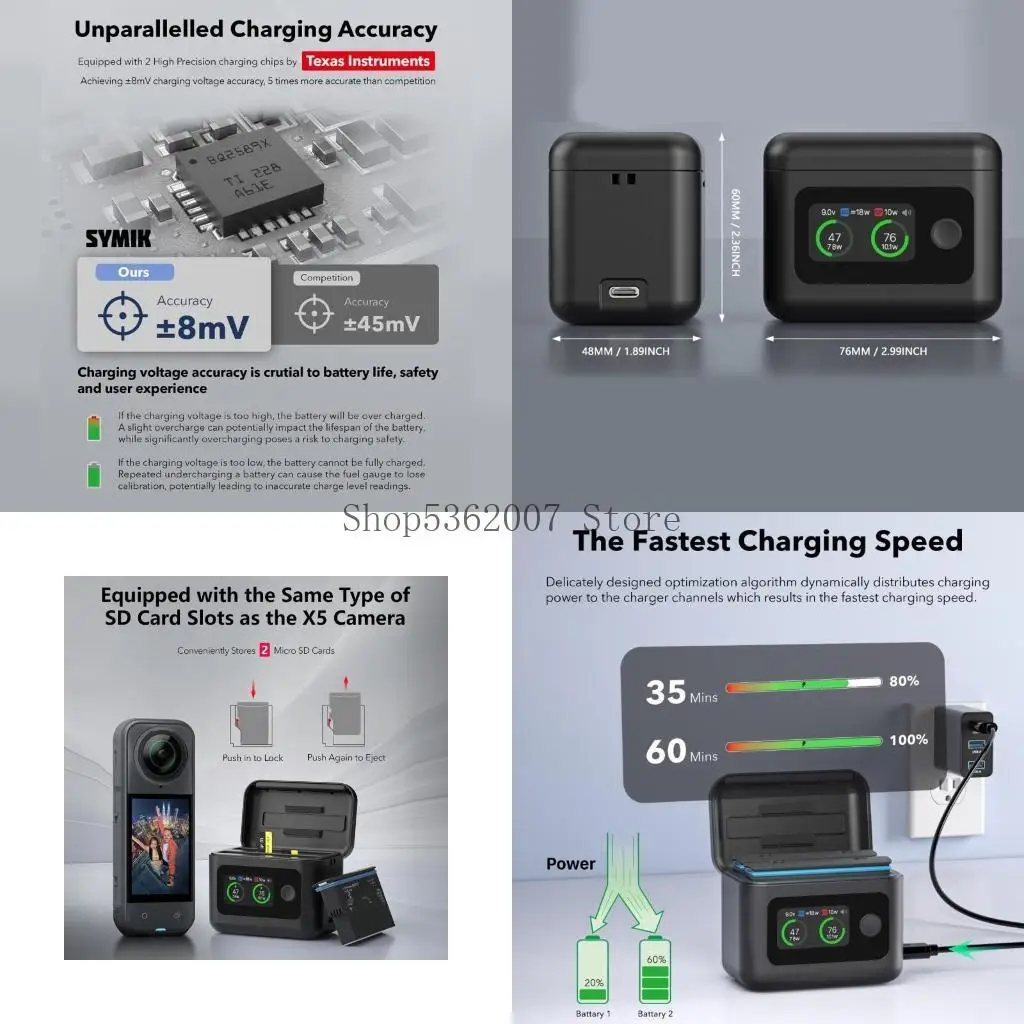 

Intelligent Fast Battery With LCD Screen And Safety Protections For X5 Compact Camera Battery Charging Hubs 40JB