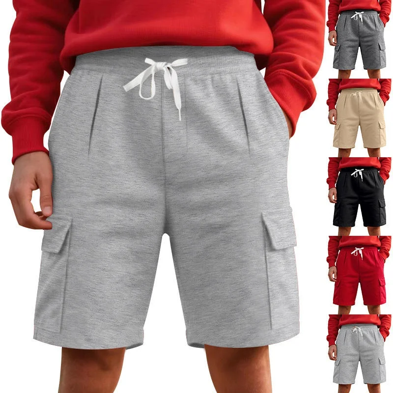 Men's Summer Sporty Shorts Breathable Loose Workwear Multi-Pocket Straight Leg Deep Squat Running Casual Shorts