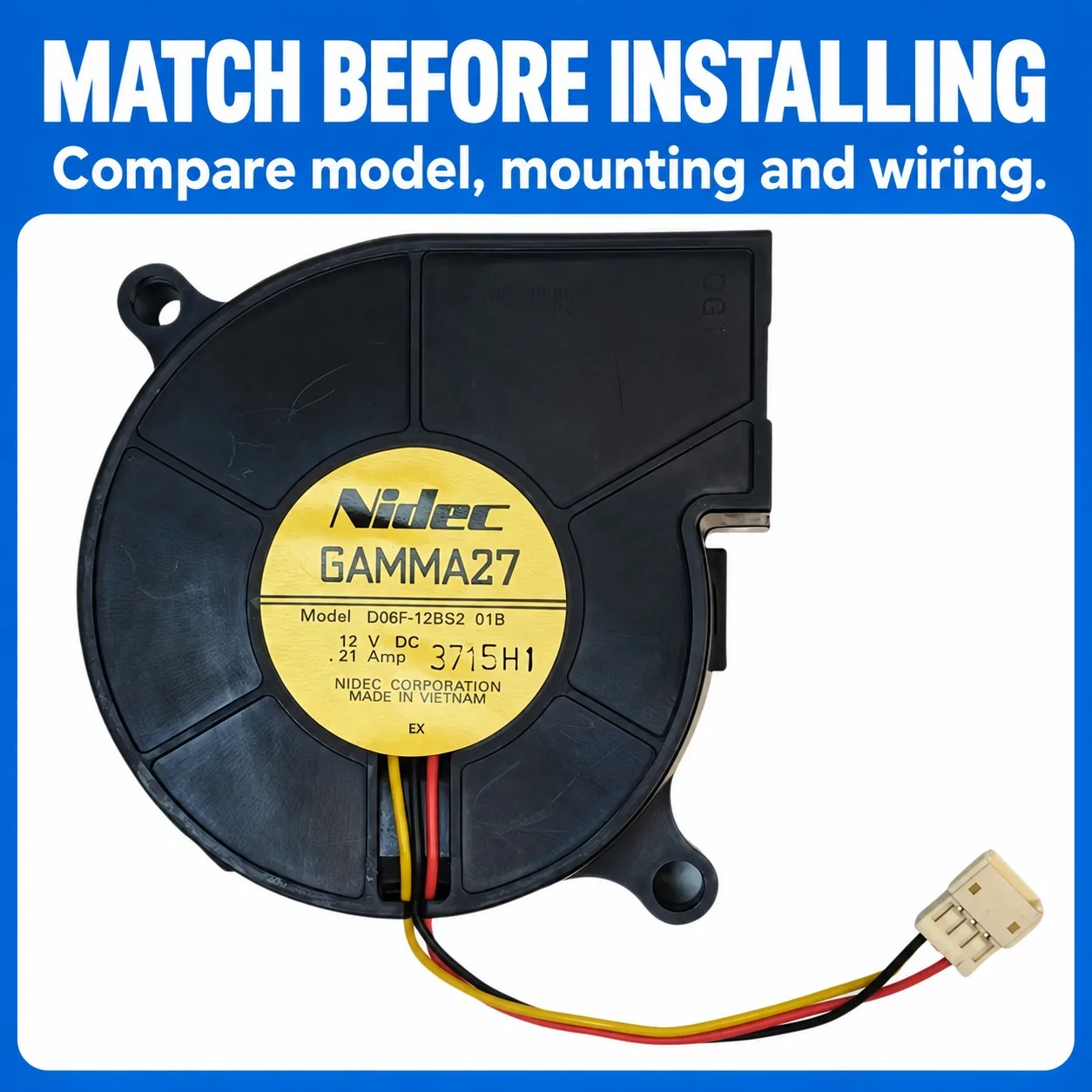 D06F-12BS2 Blower Fan 60x60x25mm 6025 12V 0.21A 4600RPM PWM Tachometer for Projector