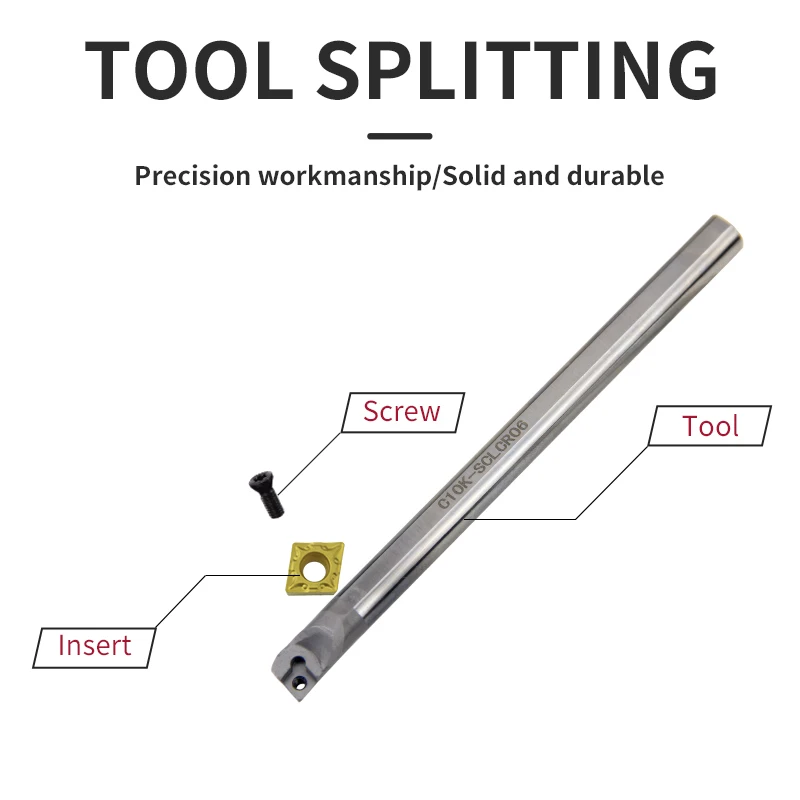 C04H-SCLCR03 C05H-SCLCR04 C06K-SCLCR06 Tungsten steel cutter bar Internal hole Turning Tool CCMT carbide blade lathe tool set