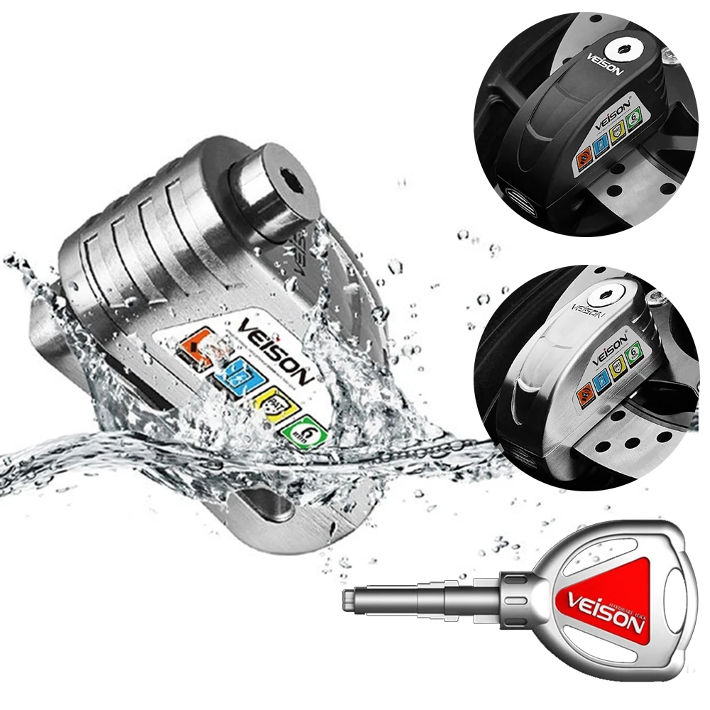 VEISON Motorcycle Disc Brake Lock Waterproof Anti-theft Motorbike Alarm Lock Rust Resistant Bicycle Disc Brake Lock Safety