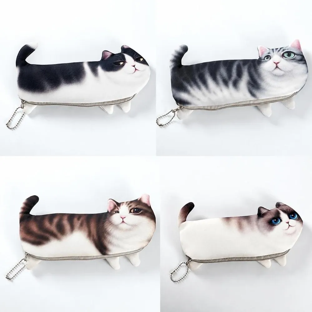 High Quality Large Capacity 3D Simulation Cat Pen Storage Pen Bag Pencil Case Stationery Bag