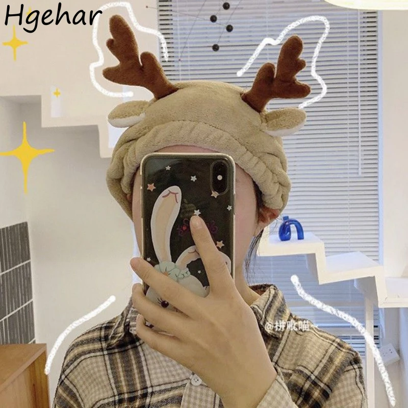 Serviette de cheveux de style coréen mignon Kawaii, bois doux, velours, séchage rapide, HOMake Up, spa, bain, bonnet absorbant l'eau, dessin animé