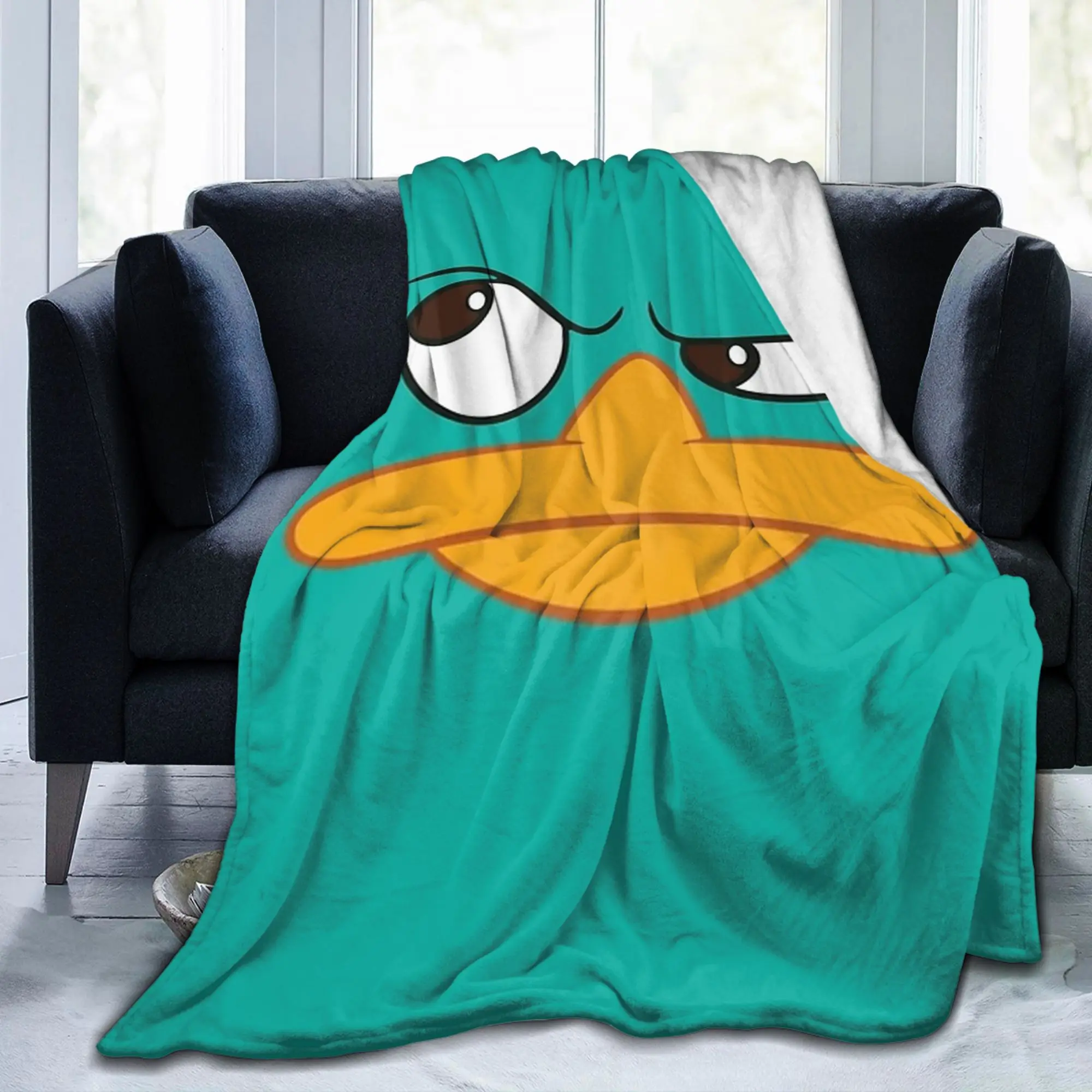Perrys the Platypus Knitted Blanket  Wool Throw Blanket Summer Air Conditioning Decoration Soft Warm Bedsprea,