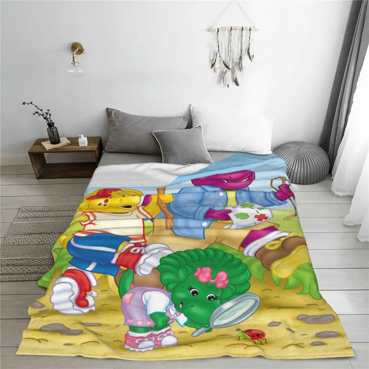 Barney Friends Cartoon Dinosaur Blanket Summer Autumn Winter Dinosaurs Soft Throw Blankets for Bed Office Bedspreads