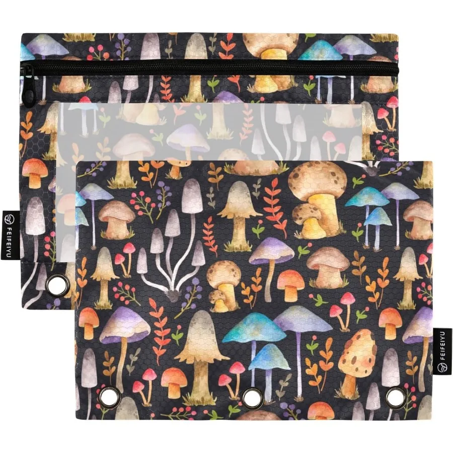 

Чехол для переплета с 3 кольцами, 2 упаковки, чехол для переплета грибов, сумки для переплета на молнии, прозрачные карманы для переплета из ПВХ для офисных ежедневных принадлежностей