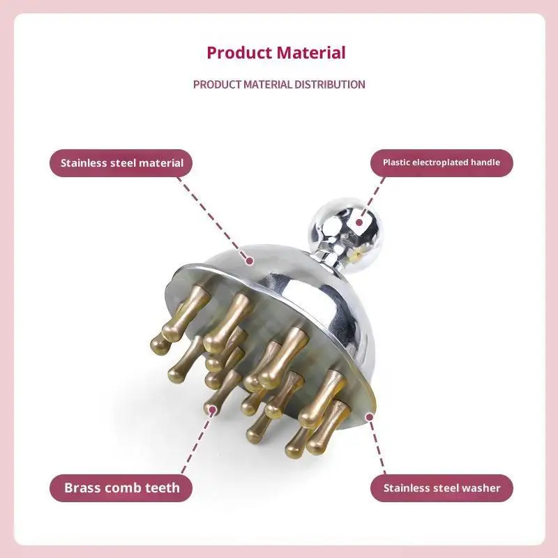 Stainless Steel Brass Meridian Scalp Massage Comb For Full Body Head Scalp Care For Men Women Hair Care Users〔HMA58〕