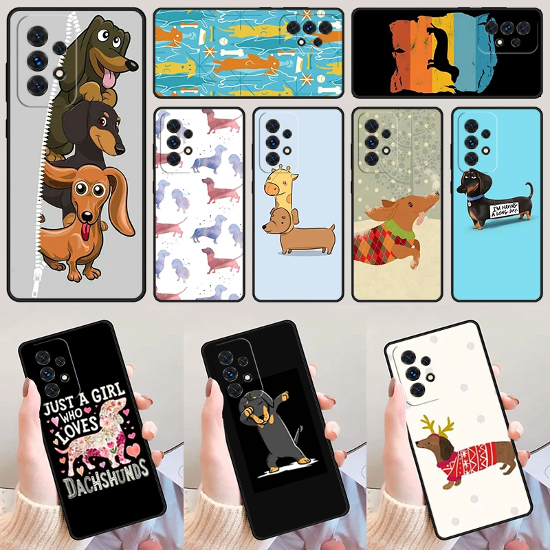 Dachshund Silhouette Dog For Samsung Galaxy A52 A72 A73 A20e A21S A50 A70 A11 A12 A42 A31 A40 A51 A71 A32 A80 Phone Case Cover