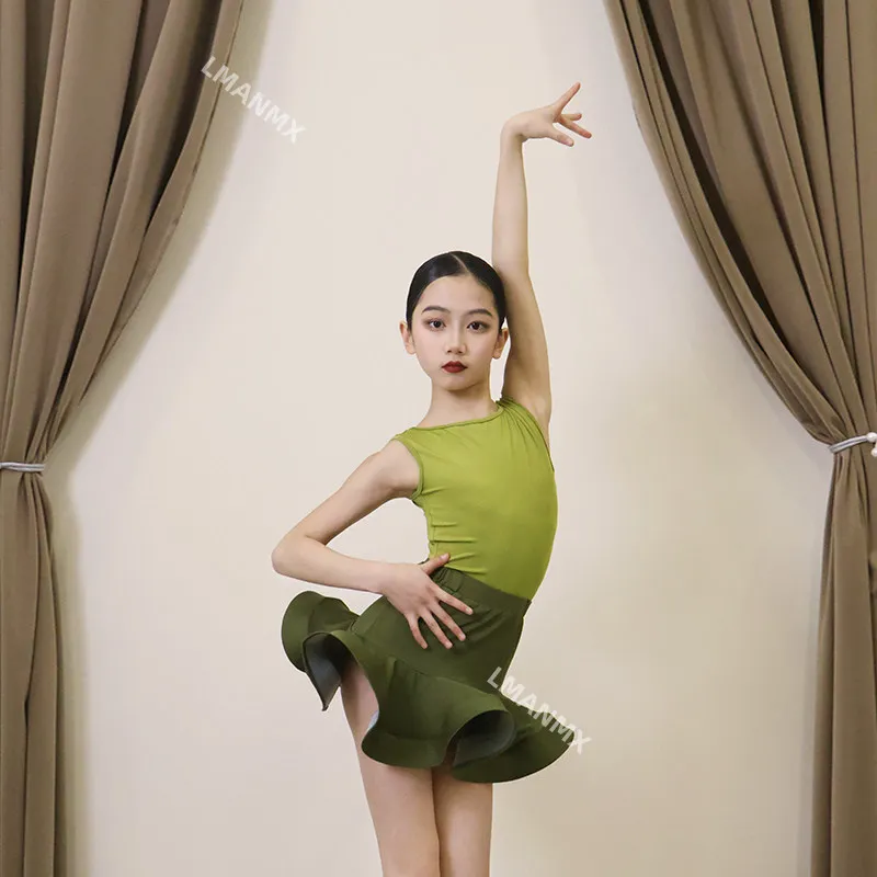 

2025 New Children's Latin Dance Dress, Girls' High end Practice Dress, Children's Performance Dress Set