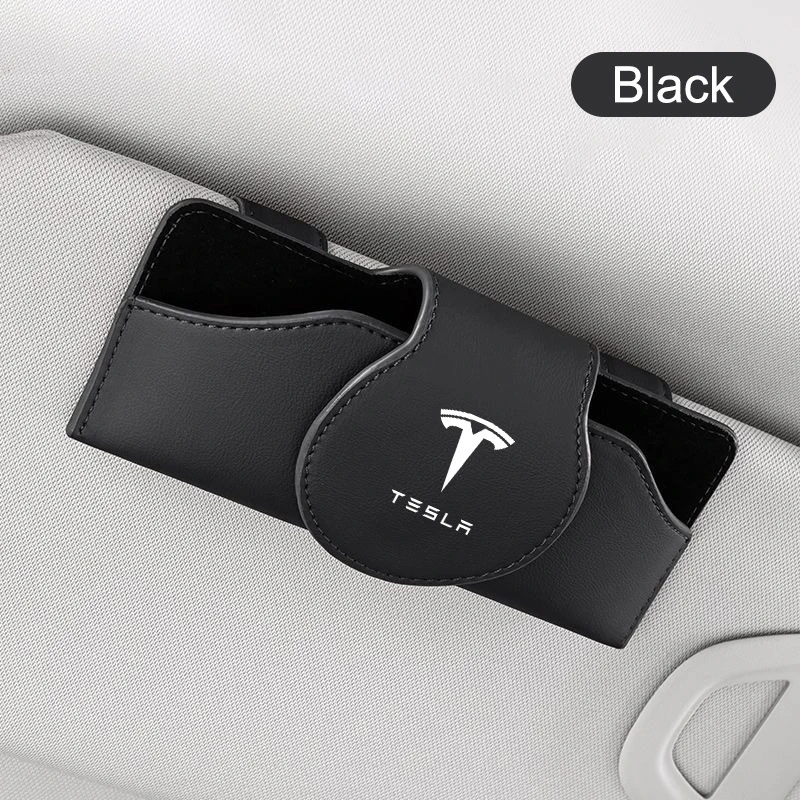 Nuova custodia per occhiali da Auto in pelle custodia per occhiali da sole Clip per Tesla Model 3 Model S X Model Y Roadster SpaceX accessori Auto