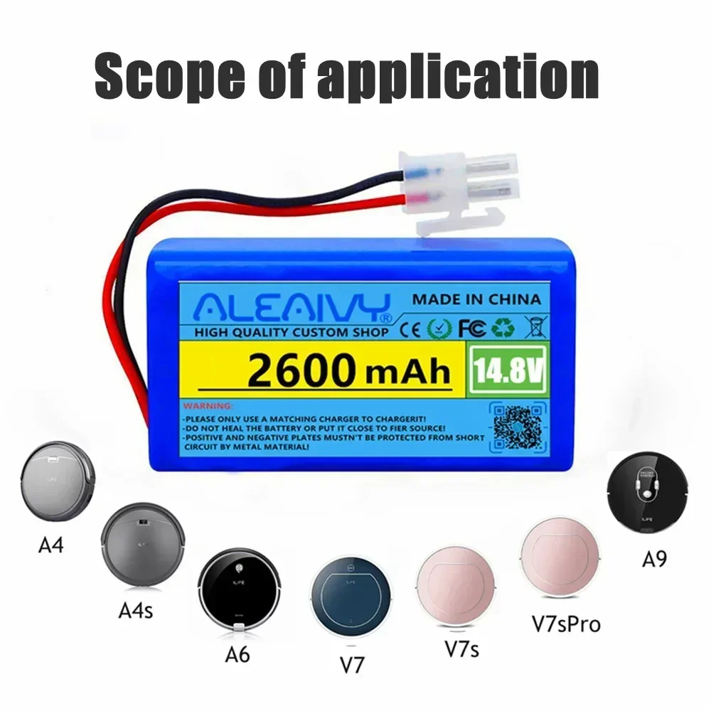 Aleaivy New High Capacity14.8V 2600mAh/3200mAh/3500mAh/6800mAh Li-ion Battery for ILIFE A4 A4s V7s V7s Plus Robot Vacuum Cleaner