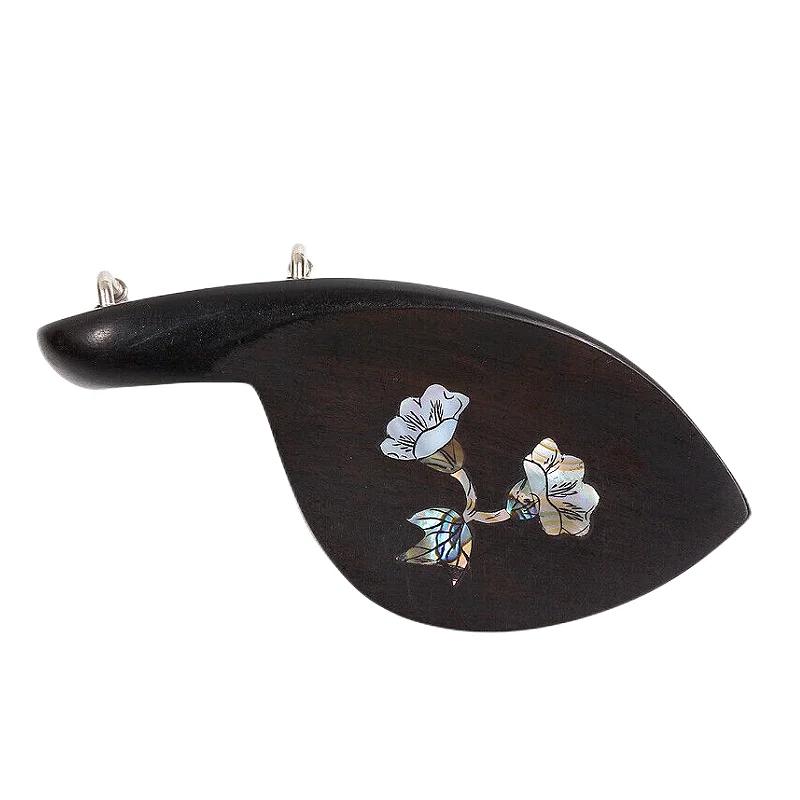 Ebony wood Violin Chin Rest Clamp Shell Flower Inlay 4/4 Violin Accessories