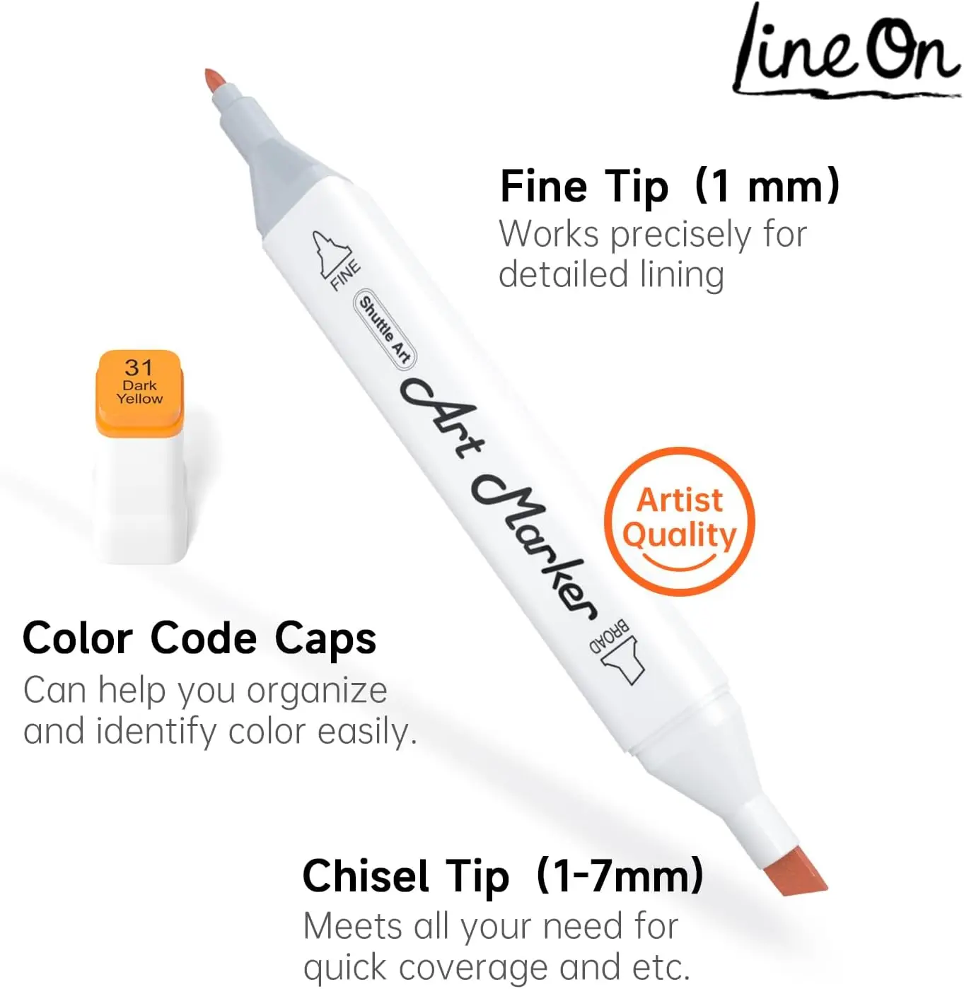 Lineon 172 Colors Alcohol Based Dual Tip Art Markers, 171+1 Blender Permanent Marker Pens Plus 1 Marker Pad 1 Case Perfect for Kids Adult Artist Coloring Books Drawing Sketching and Card Making - view 3